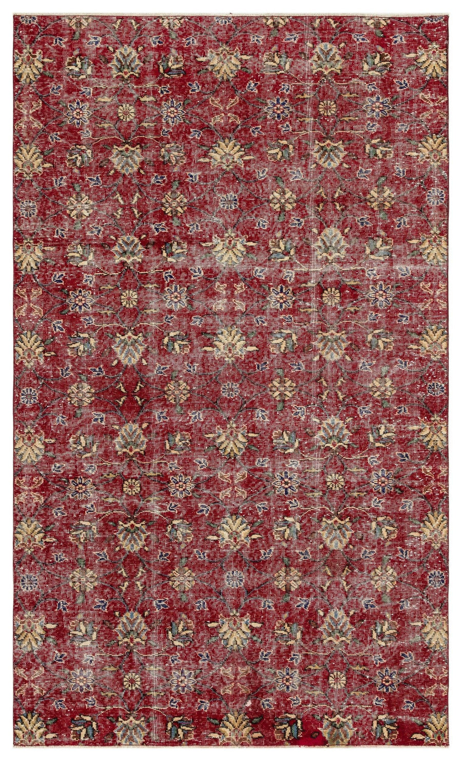 Kırmızı Anadolu Çiçekli Yün Halı 157x260 - Özel Seri