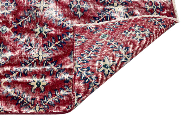 Kırmızı Anadolu Geometrik Çiçekli Yün Halı 149x267 - Özel Seri