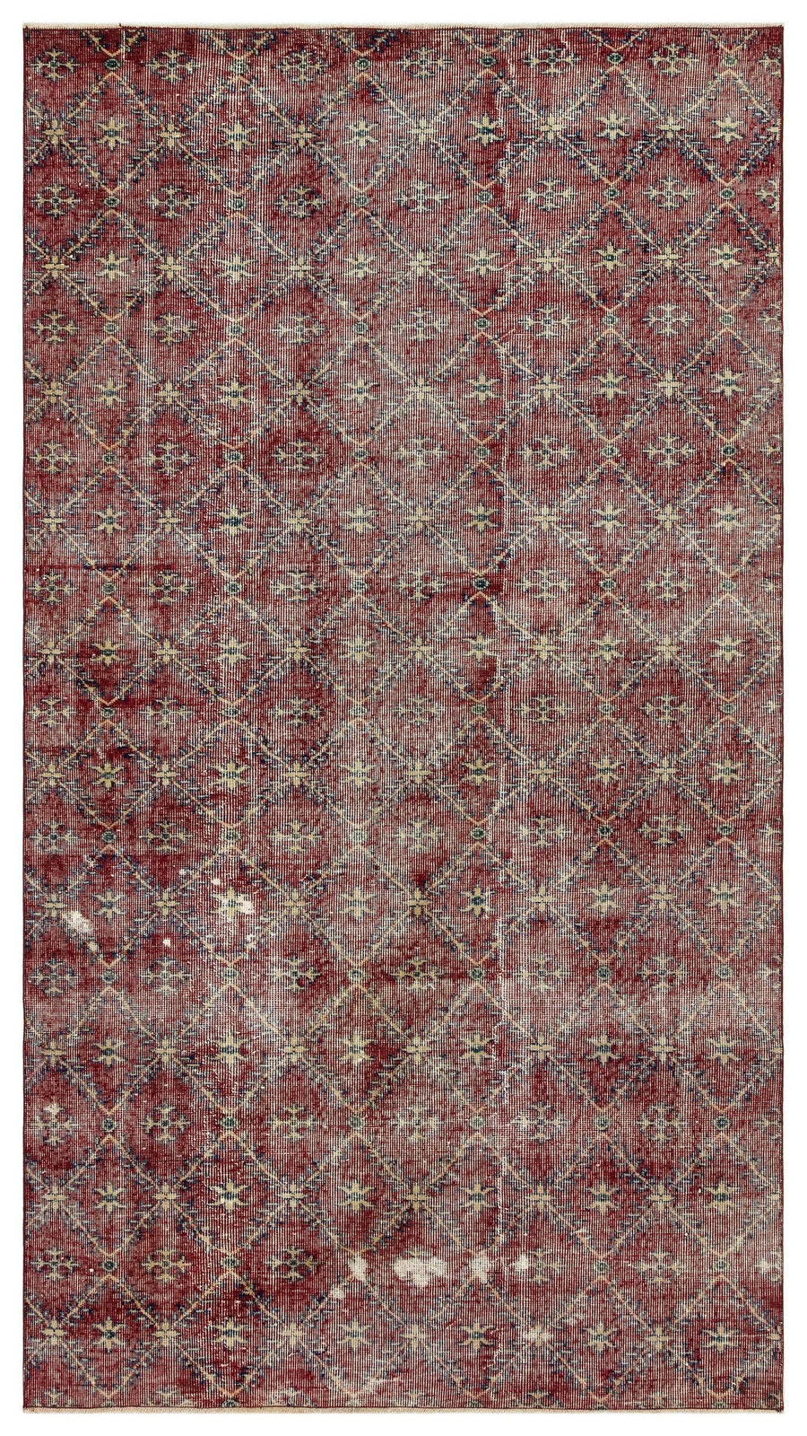 Kırmızı Anadolu Geometrik Çiçekli Yün Halı 149x267 - Özel Seri