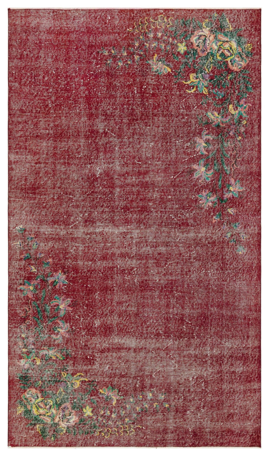 Kırmızı Anadolu Çiçekli Yün Halı 148x256 - Özel Seri