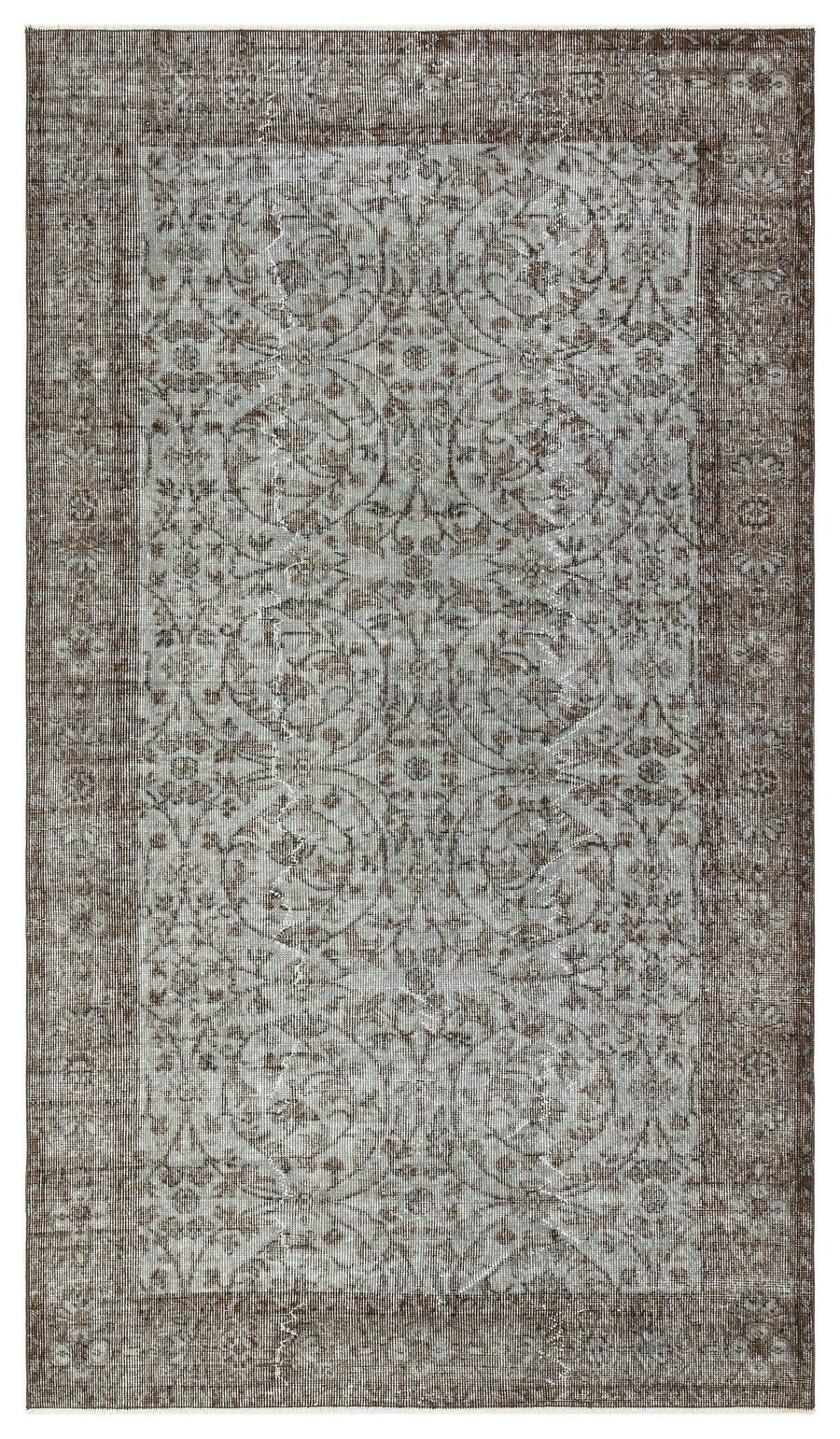 Gri Anadolu Geometrik Klasik Yün Halı 142x247 - Özel Seri