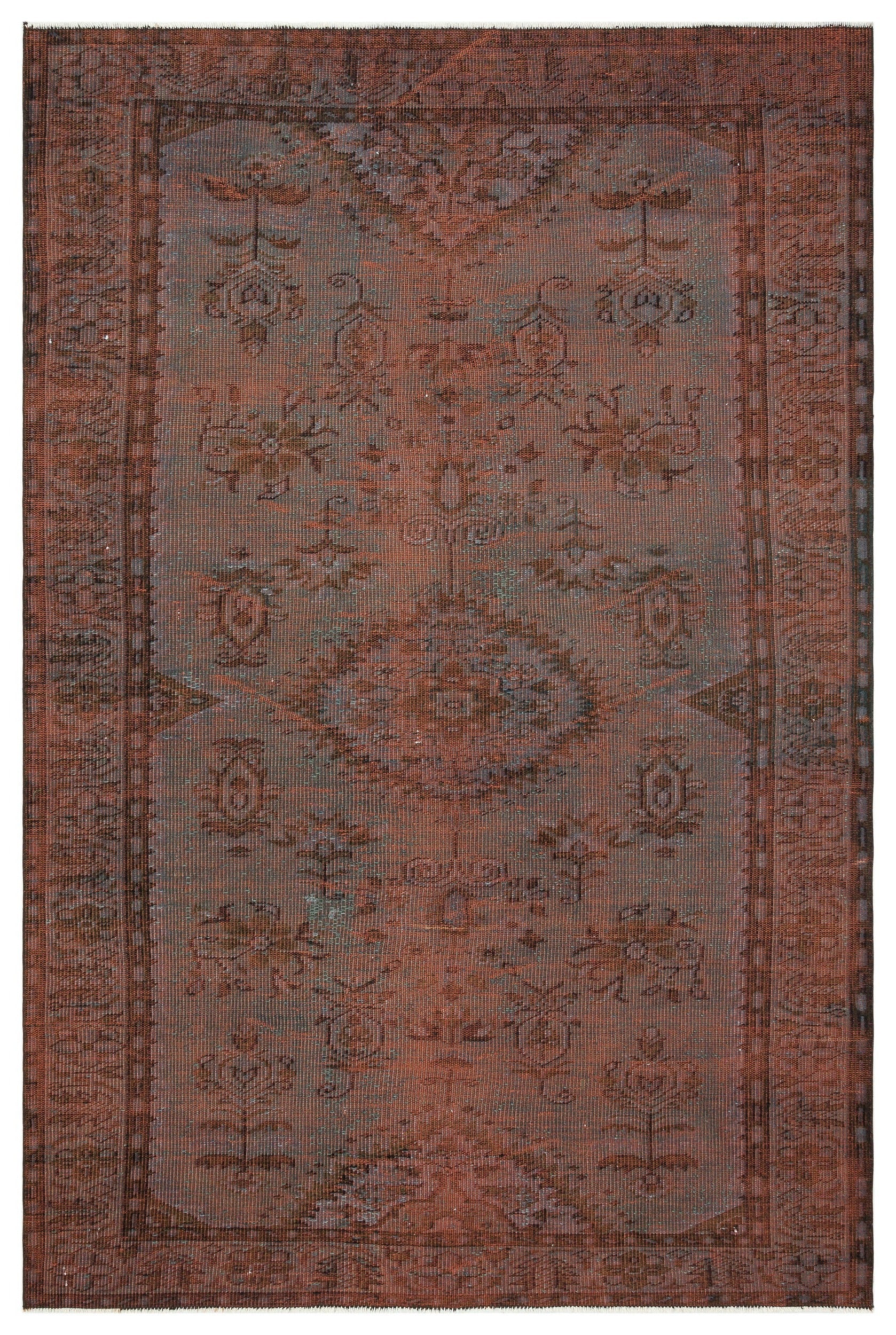 Atina Kahverengi Eskitme Yün El Dokuma Halısı 176 x 268 Apex Unique