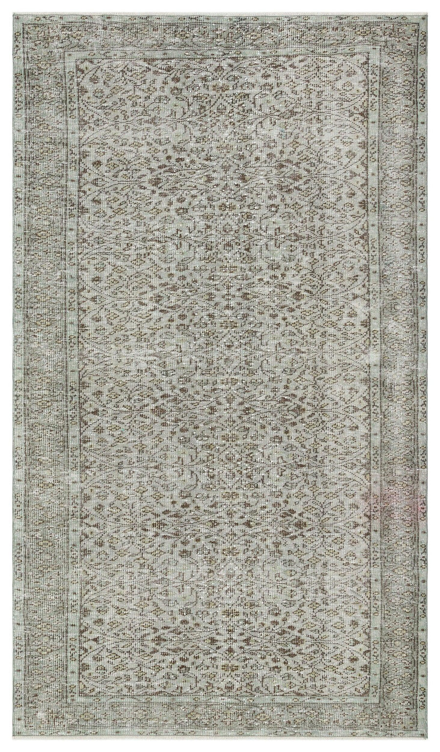 Gri Anadolu Eskitme Geometrik Yün Halı 155x271 - Özel Seri