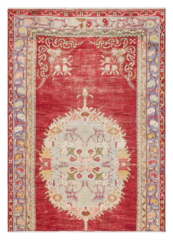 Kırmızı Anadolu Bohem Çiçekli Yün Halı 100x137 - Özel Seri