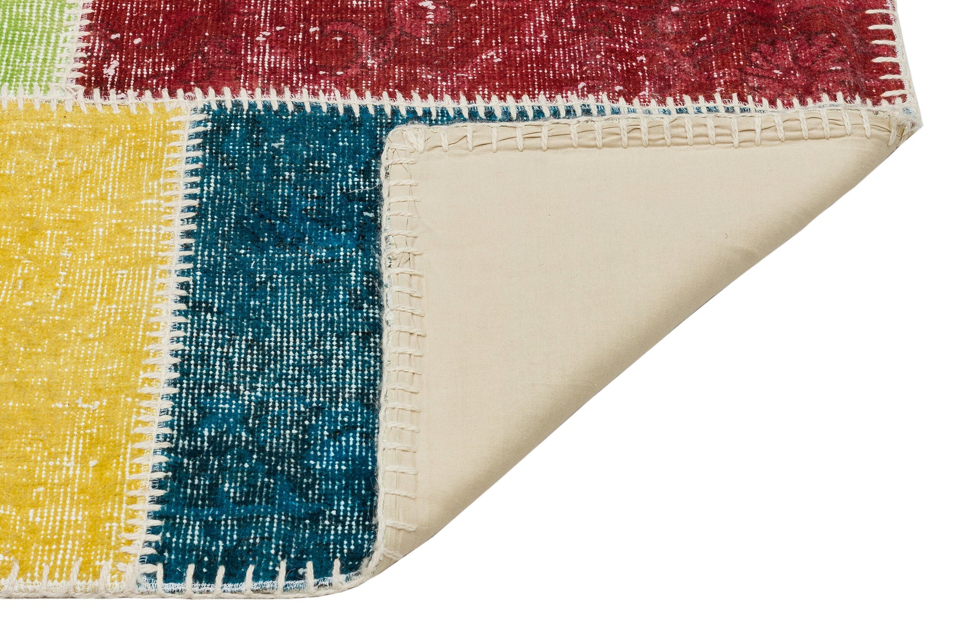 Iskece Bej Patchwork Yün El Dokuma Halısı 118 x 178 Apex Unique