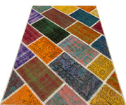 Iskece Bej Patchwork Yün El Dokuma Halısı 121 x 183 Apex Unique