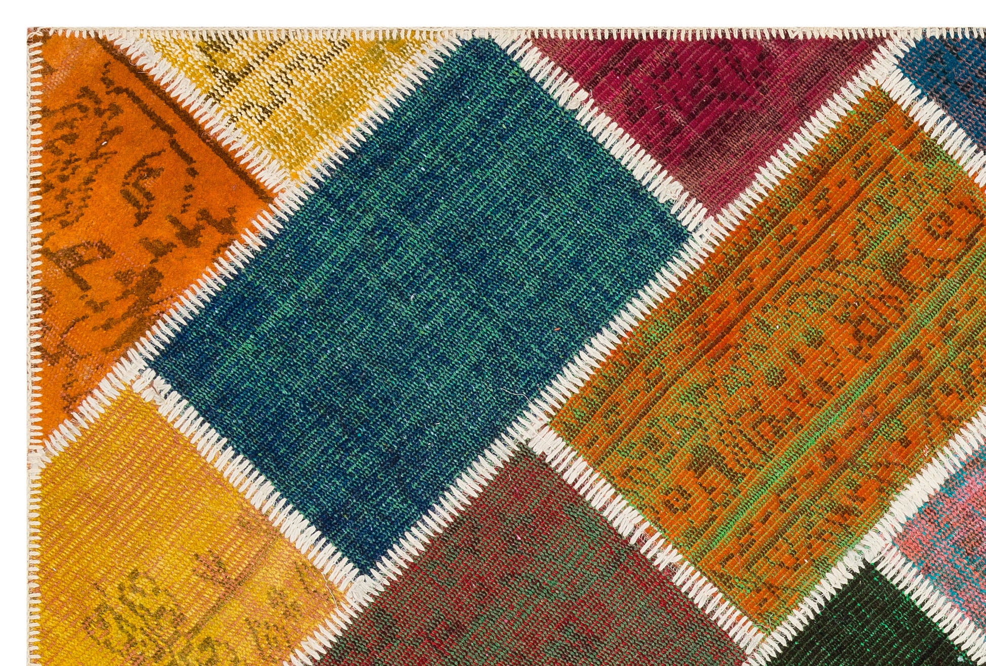 Iskece Bej Patchwork Yün El Dokuma Halısı 121 x 183 Apex Unique