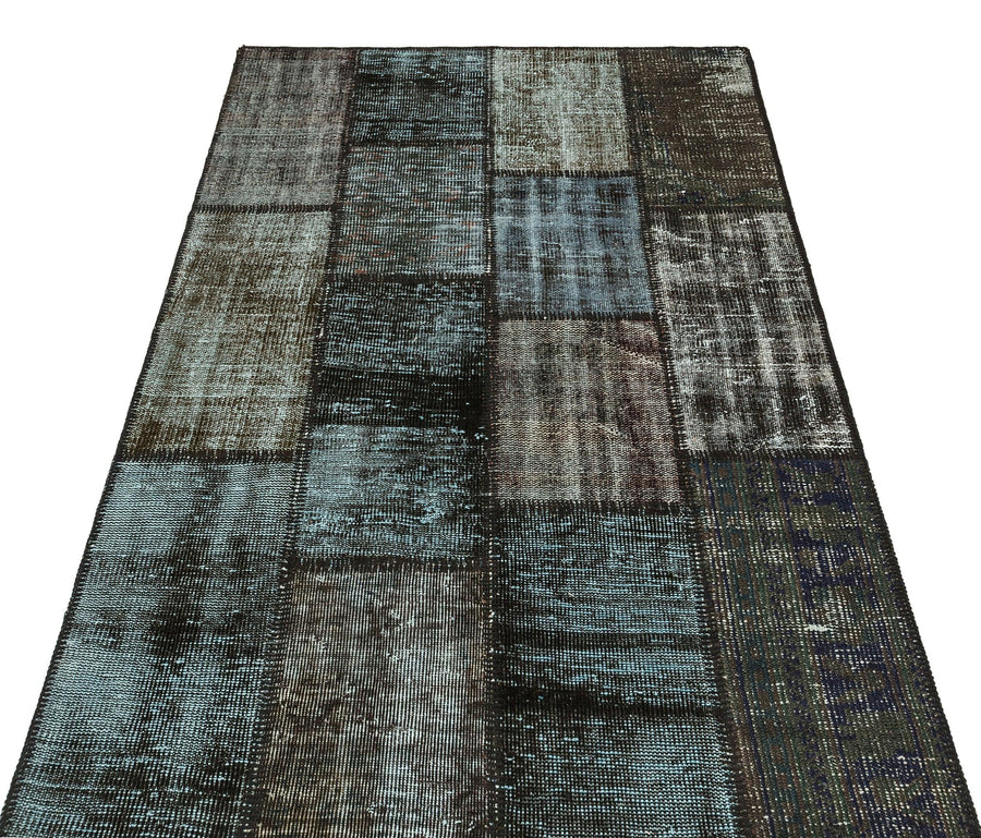 Gri Anadolu Eskitme Geometrik Yün Halı 120x181 - Özel Seri