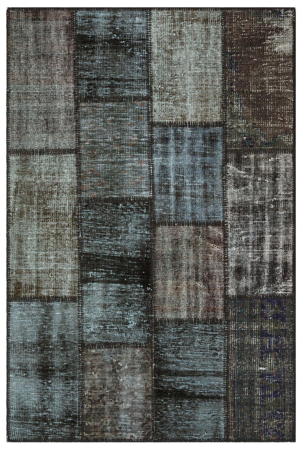 Gri Anadolu Eskitme Geometrik Yün Halı 120x181 - Özel Seri