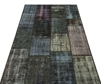 Geometrik Desenli Gri El Dokuma Halı Yün Eskitme 120x179 cm 35385