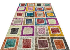 Iskece Bej Patchwork Yün El Dokuma Halısı 161 x 241 Apex Unique