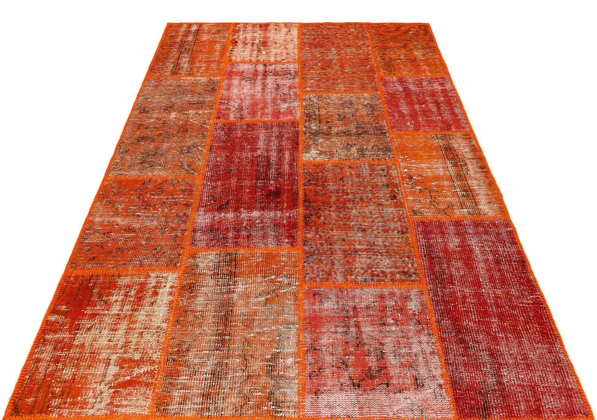 Iskece Turuncu Eskitme Yün El Dokuma Halısı 161 x 232 Apex Unique