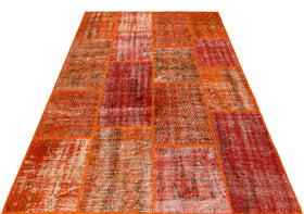 Turuncu Anadolu Bohem Eskitme Yün Halı 161x232 - Özel Seri