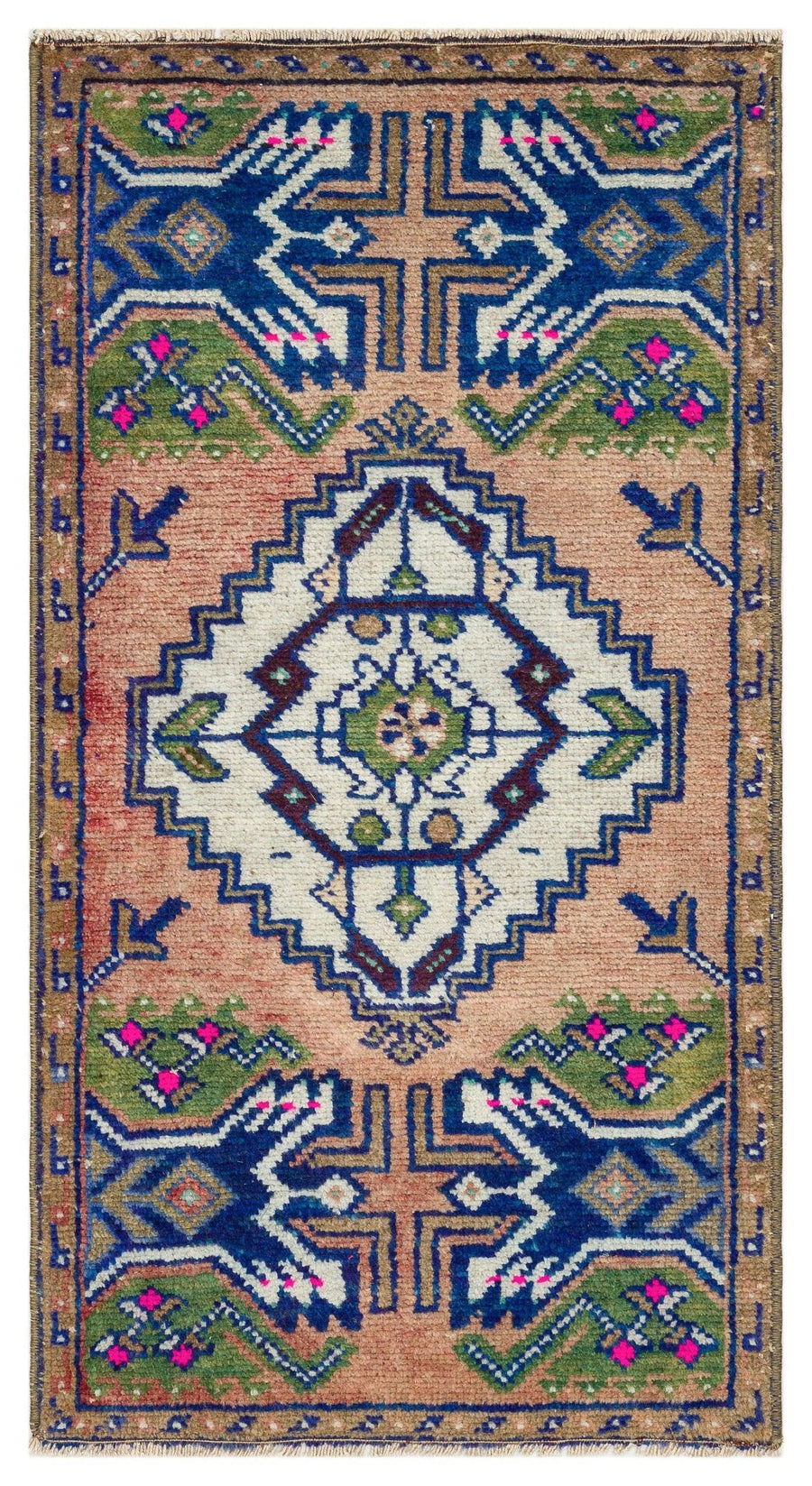 Kırmızı Anadolu Bohem Geometrik Yün Halı 50x90 - Özel Seri