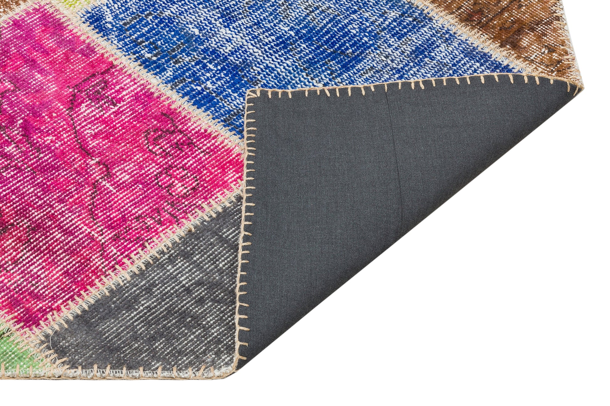 Iskece Bej Patchwork Yün El Dokuma Halısı 159 x 230 Apex Unique