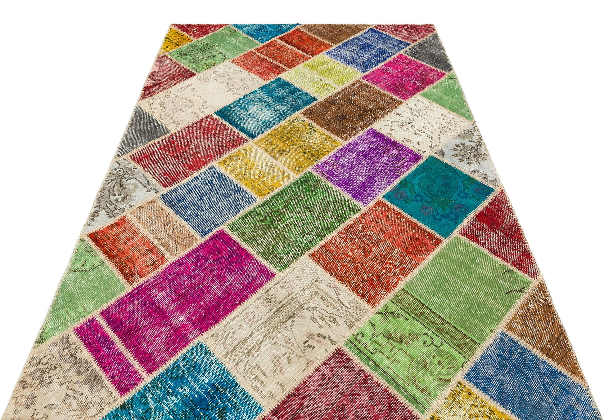 Iskece Bej Patchwork Yün El Dokuma Halısı 159 x 230 Apex Unique