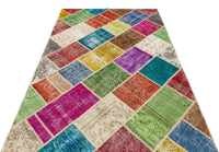 Geometrik Desenli Yün Eskitme Çok Renkli El Dokuma Halı 159x230 cm 35445