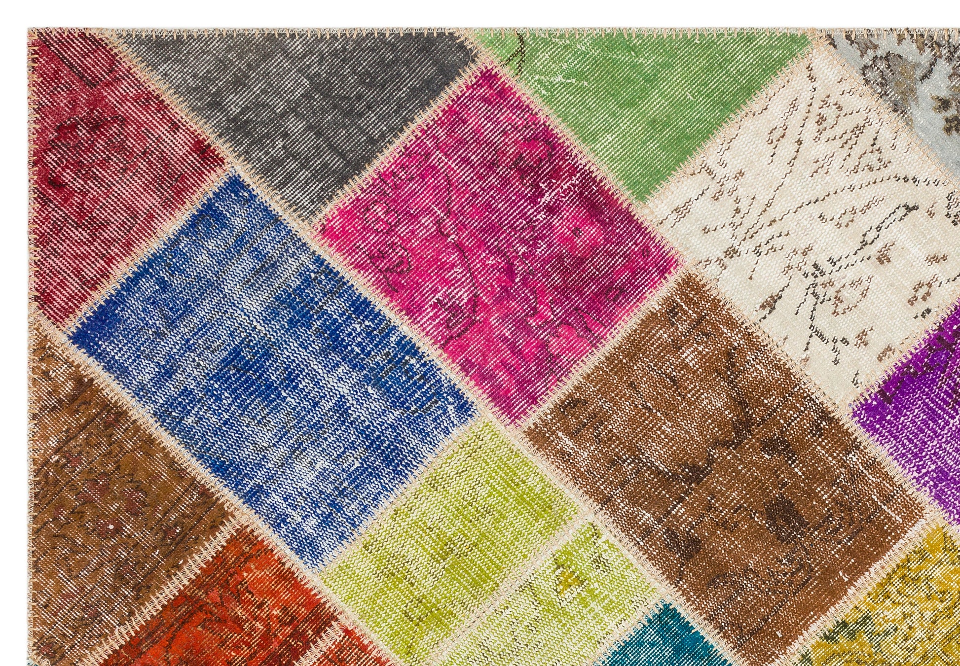 Iskece Bej Patchwork Yün El Dokuma Halısı 159 x 230 Apex Unique