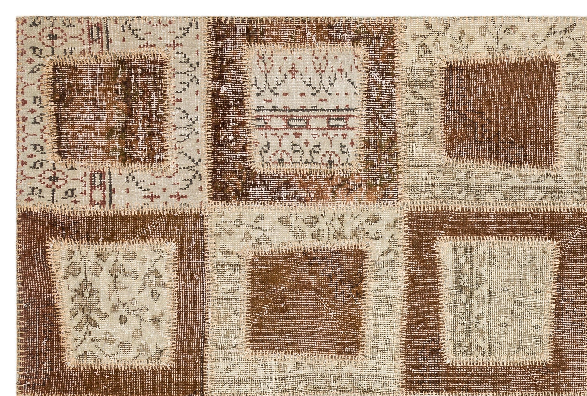 Bej Anadolu Bohem Eskitme Yün Halı 161x240 - Özel Seri