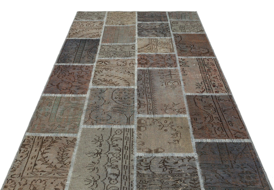 Gri Anadolu Eskitme Geometrik Yün Halı 162x234 - Özel Seri