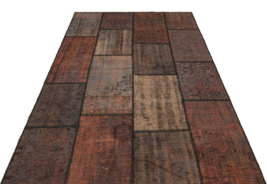 Bej Bordo Eskitme Vintage Yün Halı 161x231