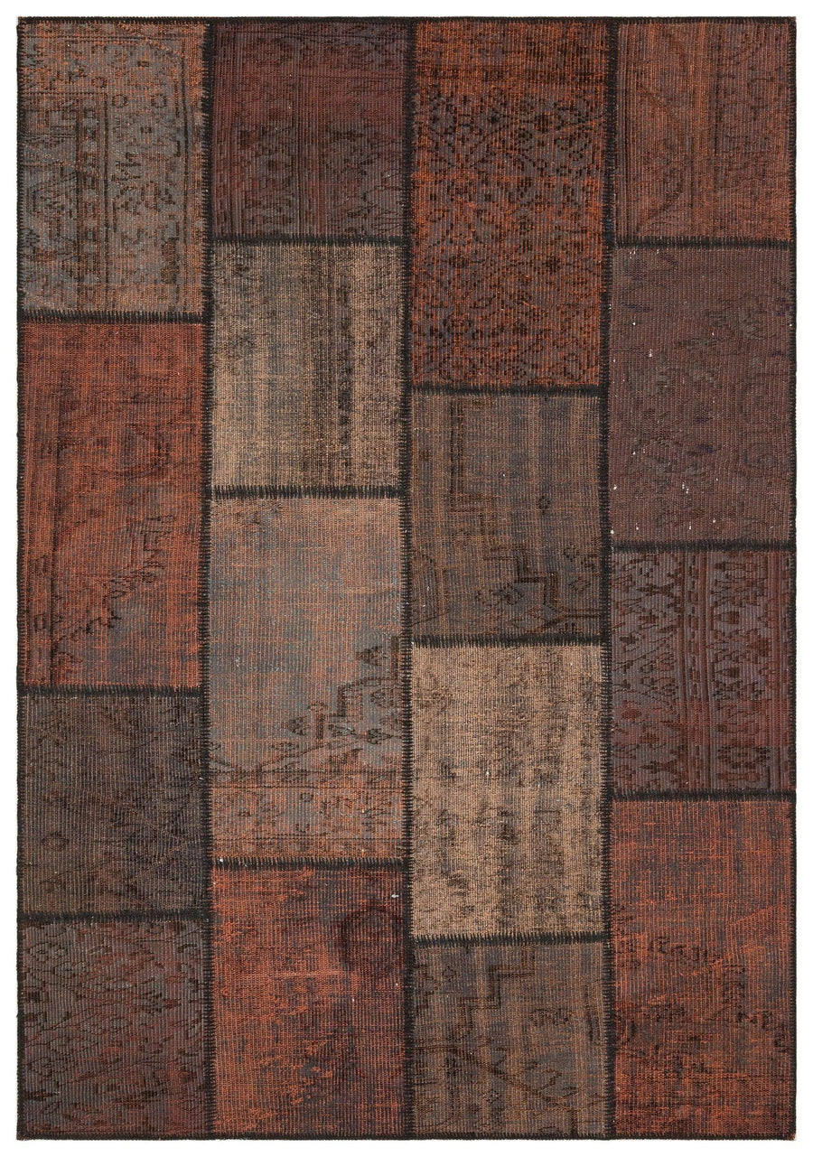 Kahverengi El Dokuma Halı Eskitme Geometrik Desenli 161x231 cm 35459 – Koridor kullanımı