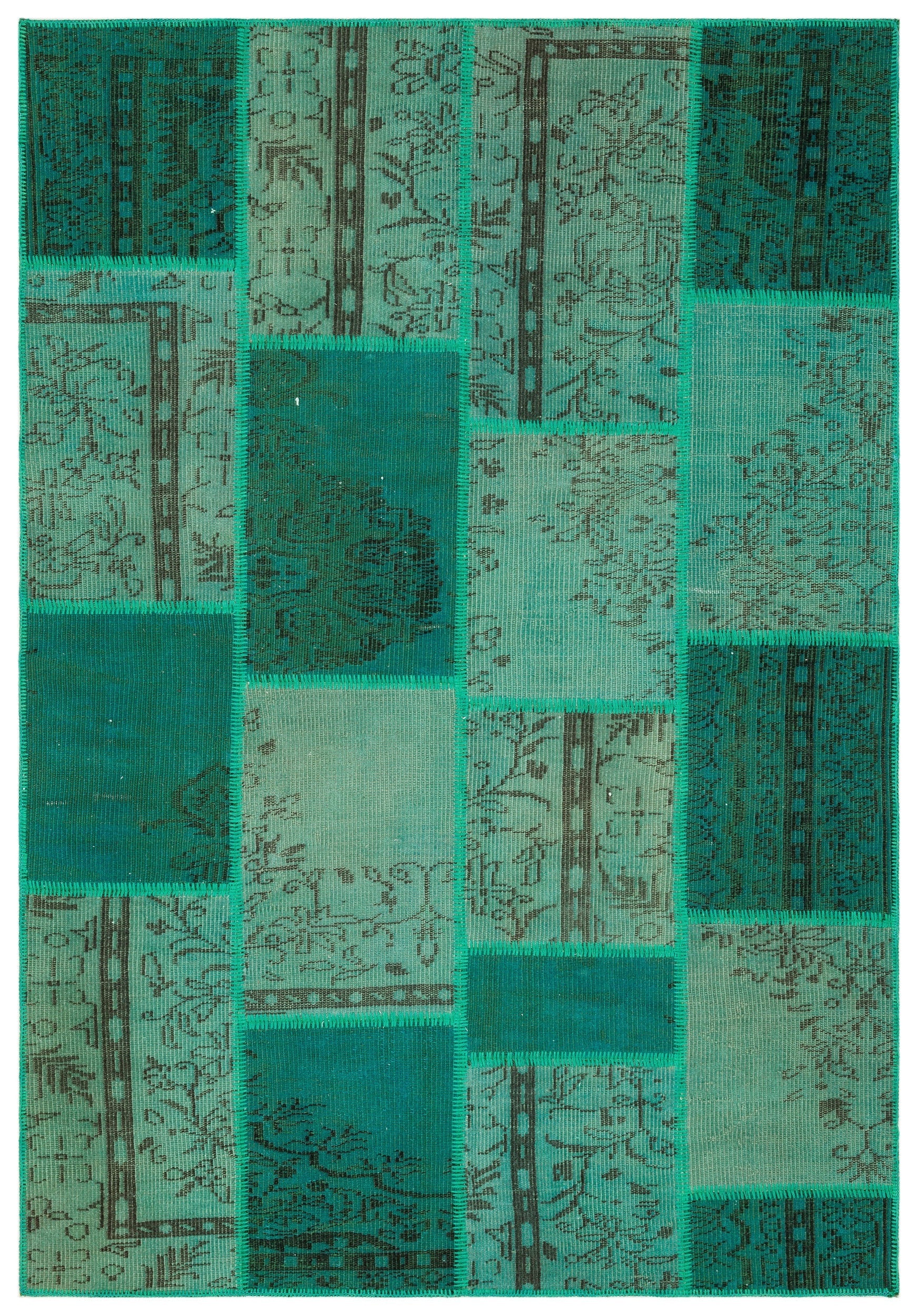 Iskece Yeşil Eskitme Yün El Dokuma Halısı 161 x 232 Apex Unique