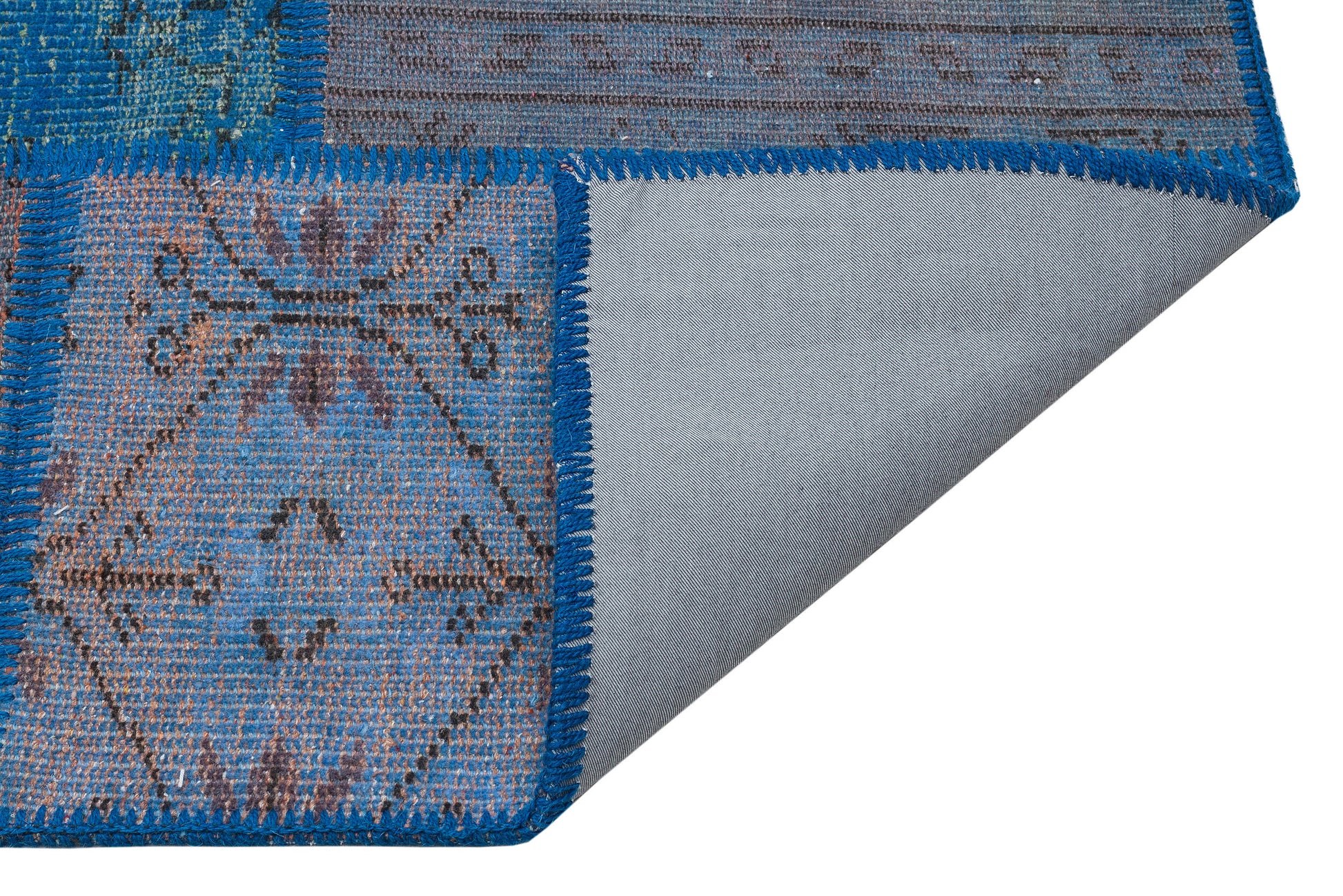 Iskece Mavi Eskitme Yün El Dokuma Halısı 162 x 232 Apex Unique