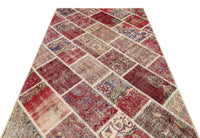 Red Hand-Woven Wool Patchwork Rug 163x232 cm (5'4" x 7'7")