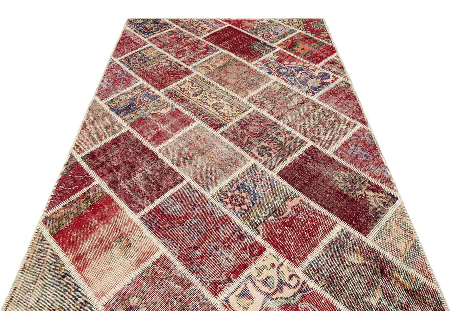 Bordo Anadolu Eskitme Geometrik Yün Halı 163x232 - Özel Seri