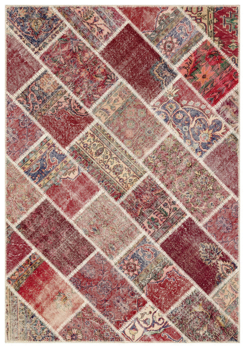 Iskece Bej Patchwork Yün El Dokuma Halısı 163 x 232 Apex Unique