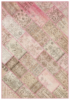 Iskece Bej Patchwork Yün El Dokuma Halısı 161 x 231 Apex Unique