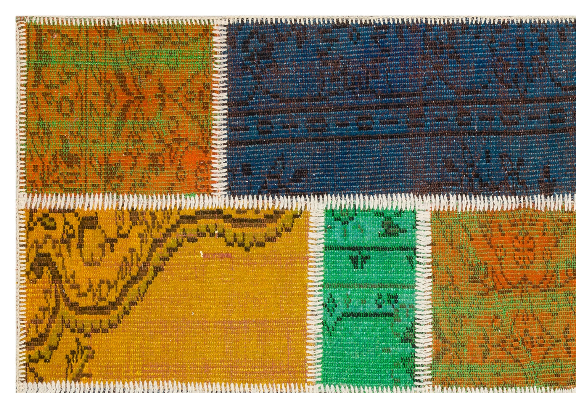 Iskece Bej Patchwork Yün El Dokuma Halısı 121 x 182 Apex Unique