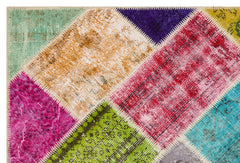 Iskece Bej Patchwork Yün El Dokuma Halısı 123 x 182 Apex Unique