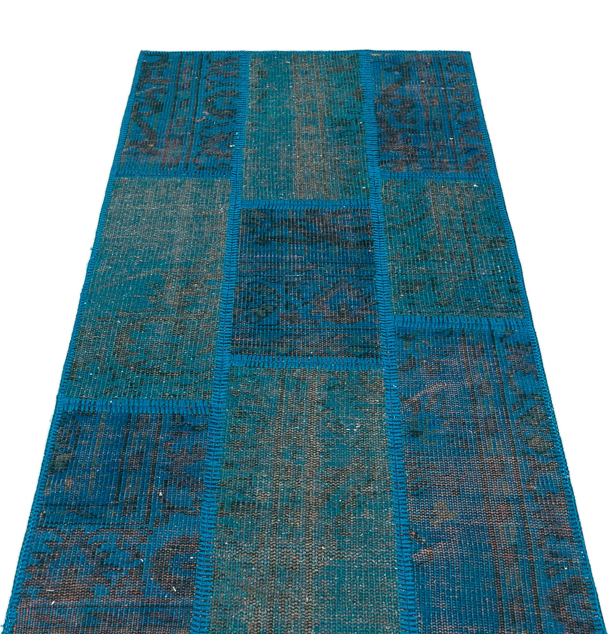 Iskece Mavi Eskitme Yün El Dokuma Halısı 082 x 152 Apex Unique