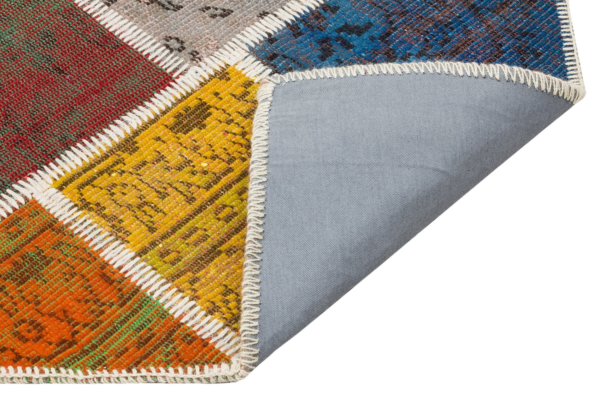 Iskece Bej Patchwork Yün El Dokuma Halısı 123 x 184 Apex Unique