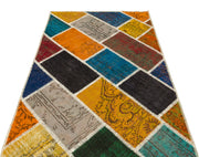 Iskece Bej Patchwork Yün El Dokuma Halısı 123 x 184 Apex Unique