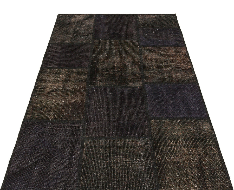 Antrasit Siyah Anadolu Eskitme Geometrik Yün Halı 118x181 - Özel Seri