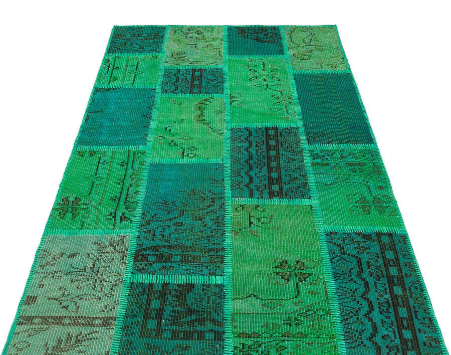 Yeşil Anadolu Bohem Geometrik Yün Halı 121x181 - Özel Seri