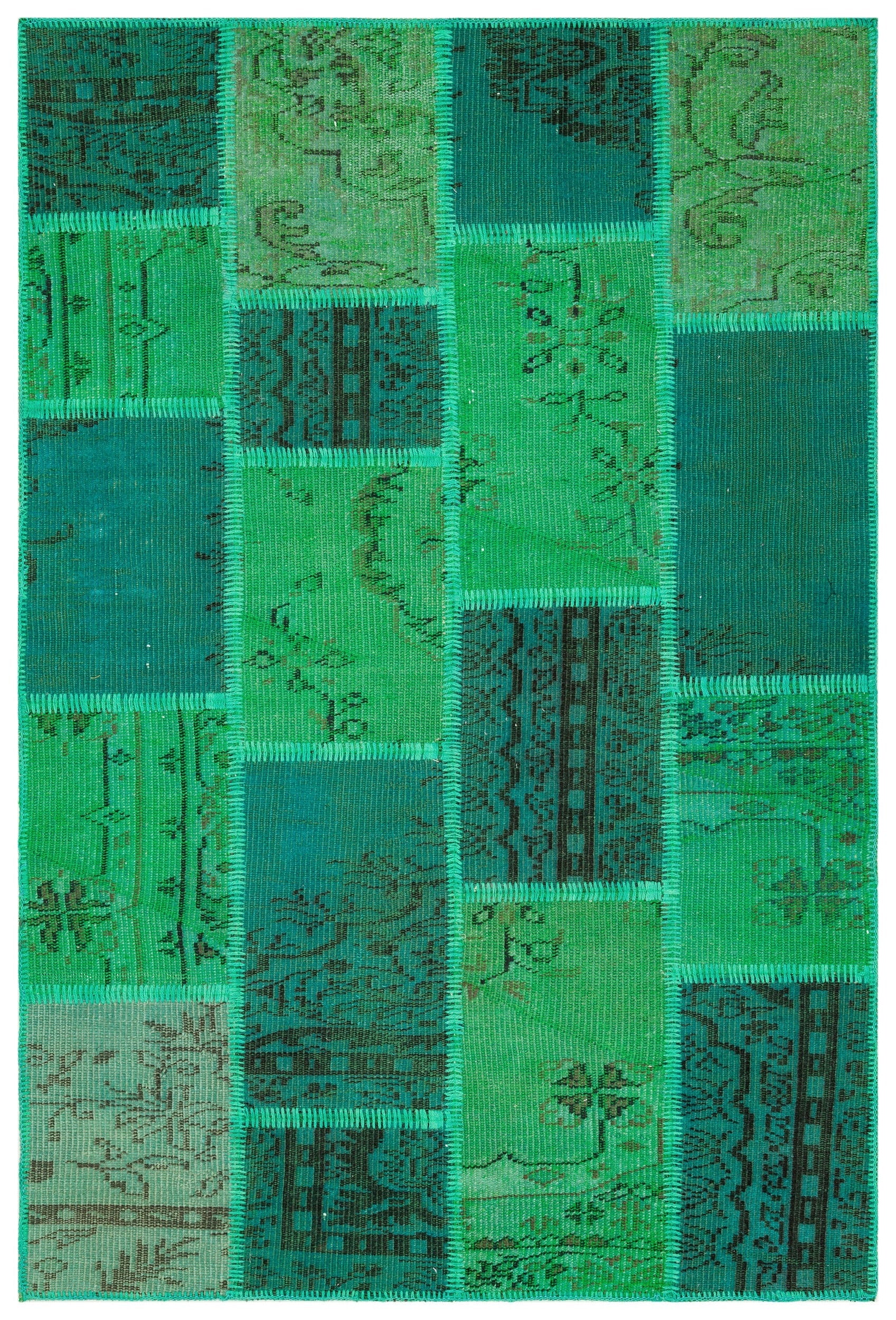 Iskece Yeşil Eskitme Yün El Dokuma Halısı 121 x 181 Apex Unique