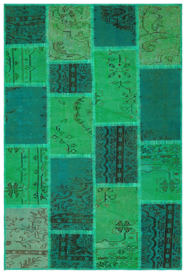 Yeşil Anadolu Bohem Geometrik Yün Halı 121x181 - Özel Seri