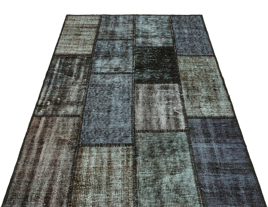 Gri Anadolu Eskitme Geometrik Yün Halı 122x180 - Özel Seri
