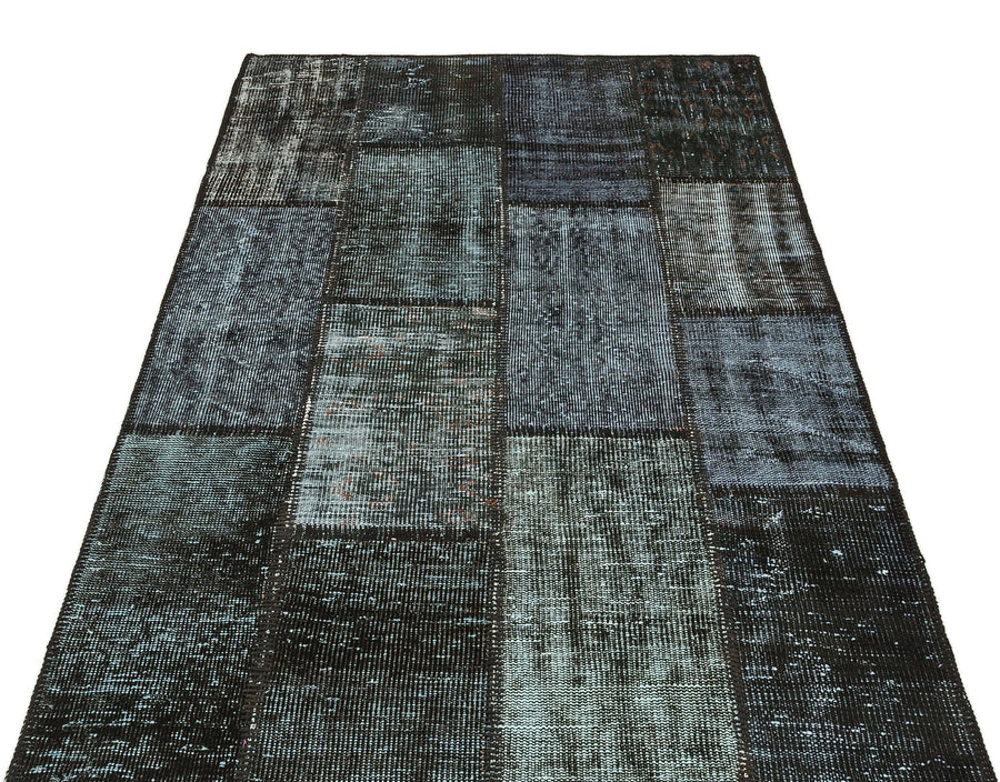 Gri Anadolu Eskitme Geometrik Yün Halı 121x181 - Özel Seri