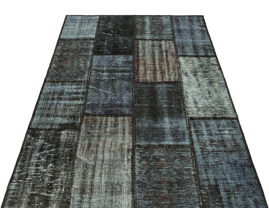 Gri Anadolu Eskitme Geometrik Yün Halı 122x179 - Özel Seri
