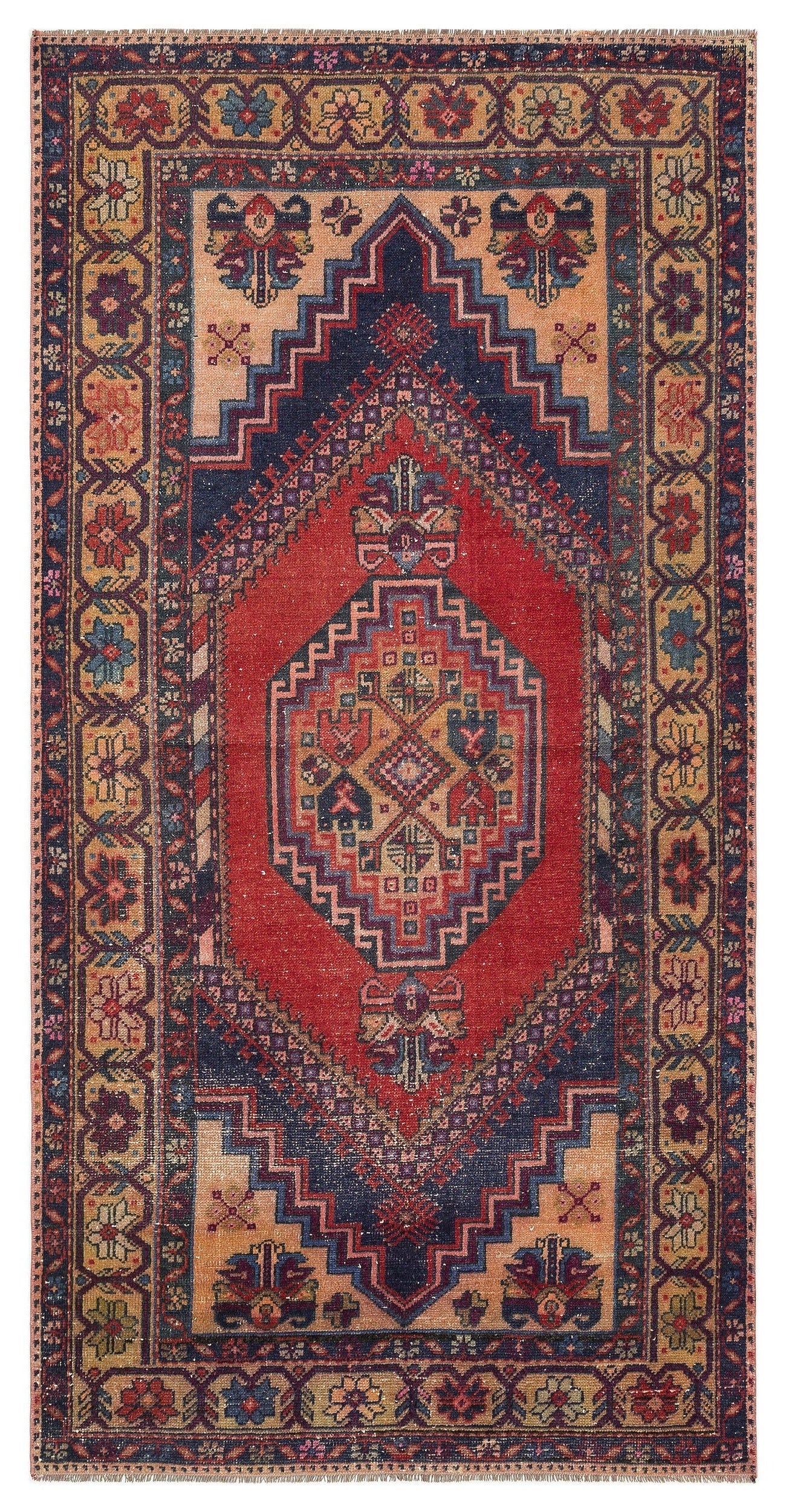 Kavala Kırmızı Klasik Yün El Dokuma Halısı 115 x 223 Apex Unique