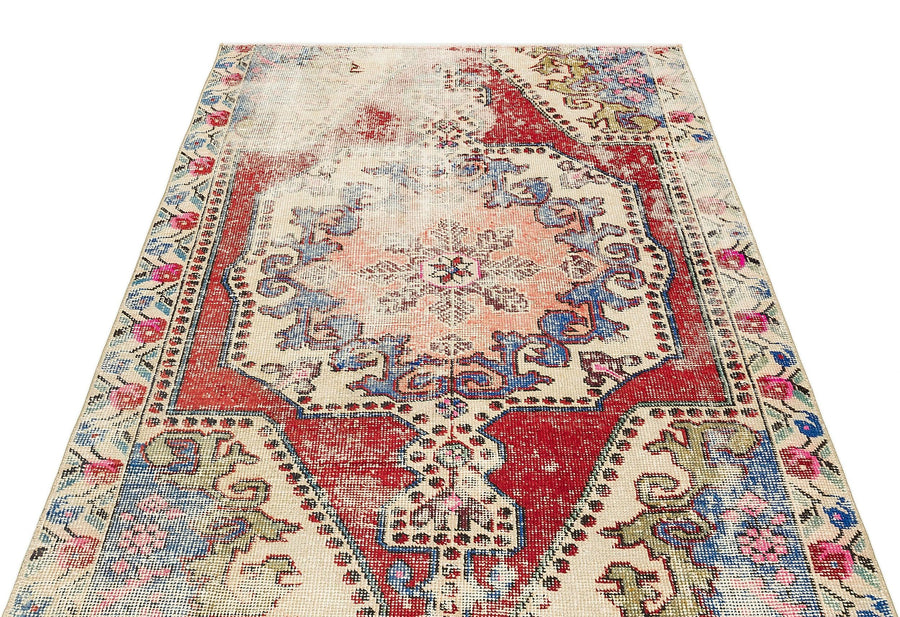 Kırmızı Anadolu Bohem Geometrik Yün Halı 134x170 - Özel Seri