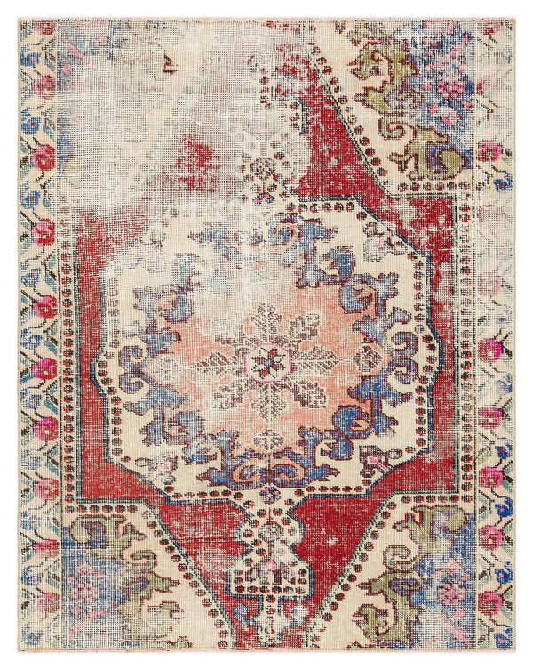 Kırmızı Anadolu Bohem Geometrik Yün Halı 134x170 - Özel Seri