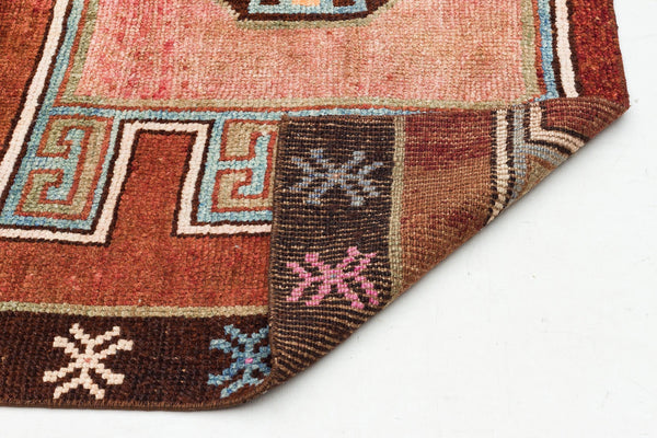 Kırmızı Anadolu Bohem Geometrik Yün Halı 131x125 - Özel Seri