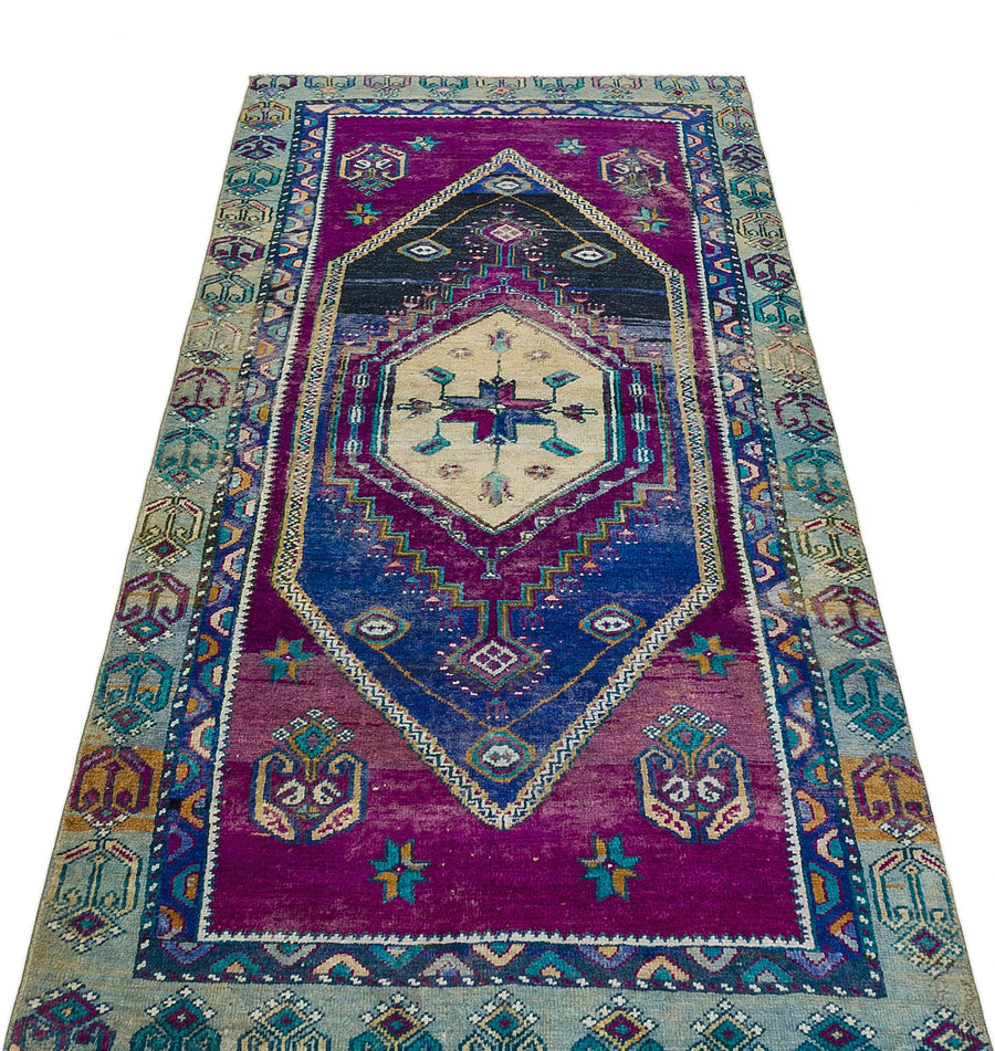 Mavi Anadolu Bohem Geometrik Yün Halı 95x200 - Özel Seri