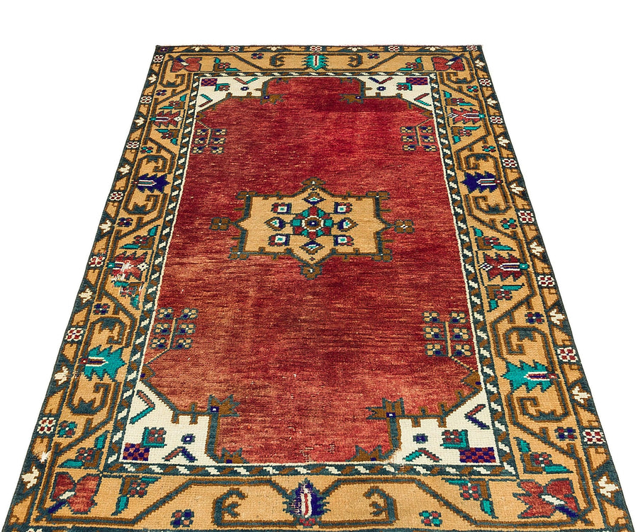 Kırmızı Anadolu Bohem Geometrik Yün Halı 103x164 - Özel Seri